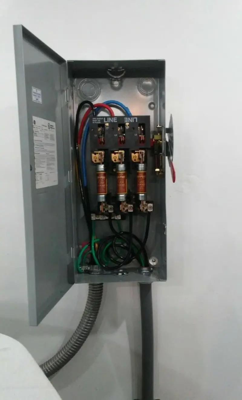 Three-phase disconnect switch installed for Electrical Wiring & Rewiring in Fate